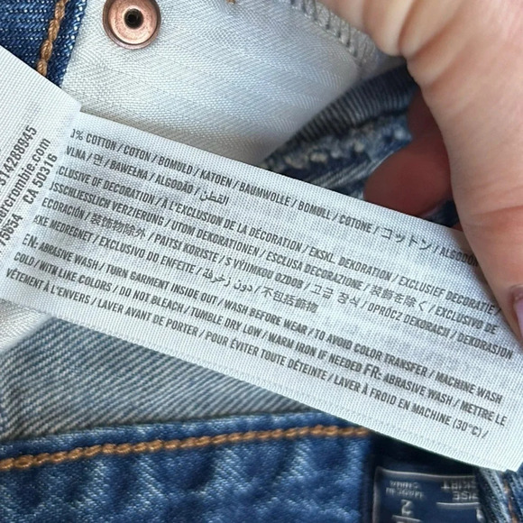 Abercrombie & Fitch Zoe Natural Rise A-Line Mini Skirt Frayed Hem Dark Wash 26/2 - Picture 8 of 9